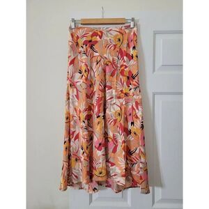 Yohji Yamamoto Floral Print Midi Skirt, Orange 2
